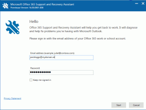 o365 support and recovery assistant