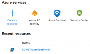 working with azure sentinel landing page