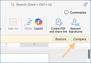 Compare button on Mac