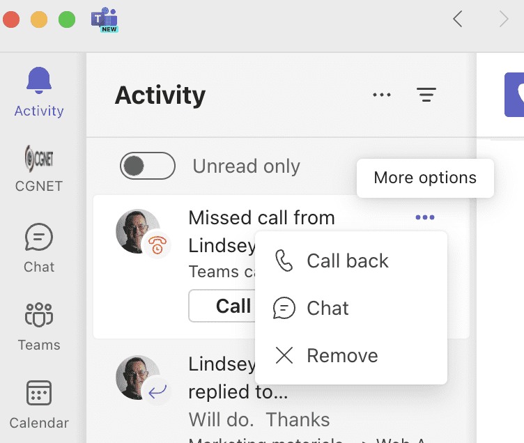 Forward chat in Teams