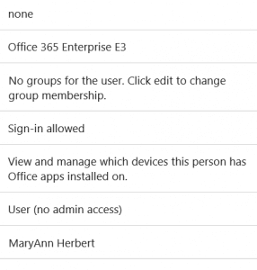 Example of user role group status