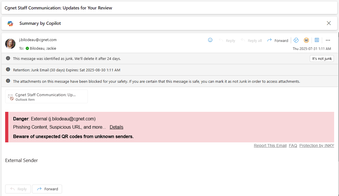 Spoofed message