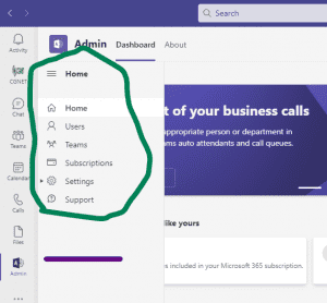 illustration of Teams admin app user interface