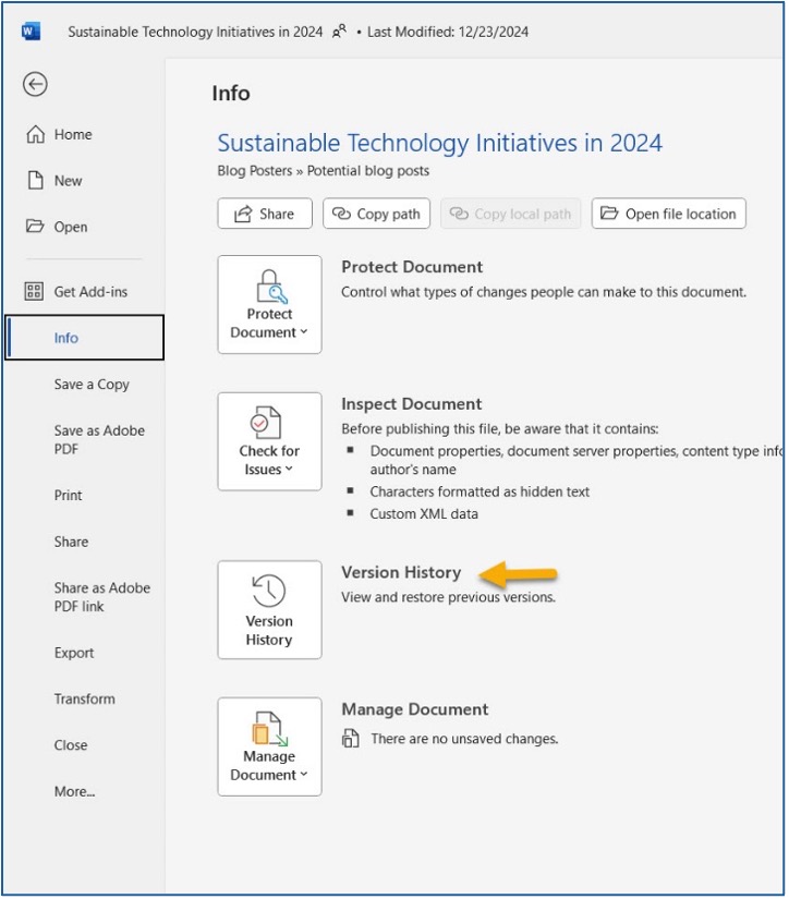 Version control alternate method