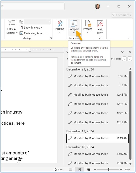 Comparing document versions