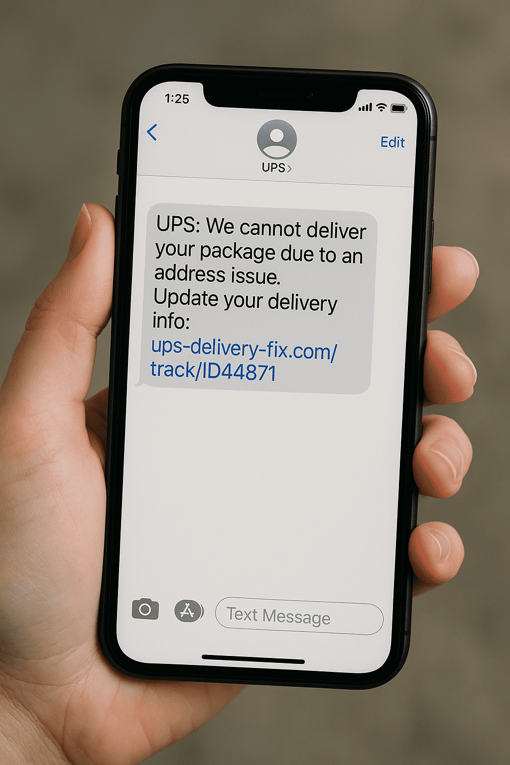 holiday smishing scam example