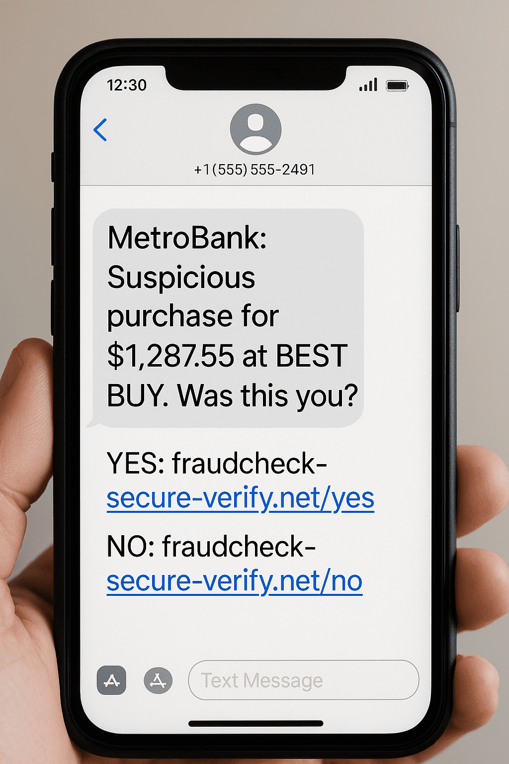 holiday text message scam