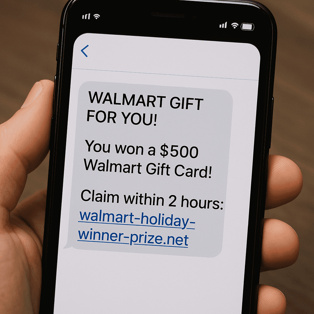 holiday sms phishing scam example