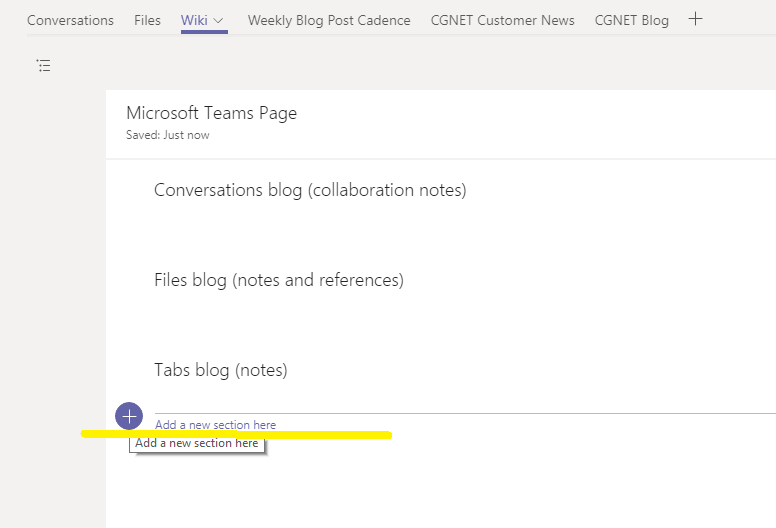 Microsoft Teams Working With The Wiki Tab Cgnet