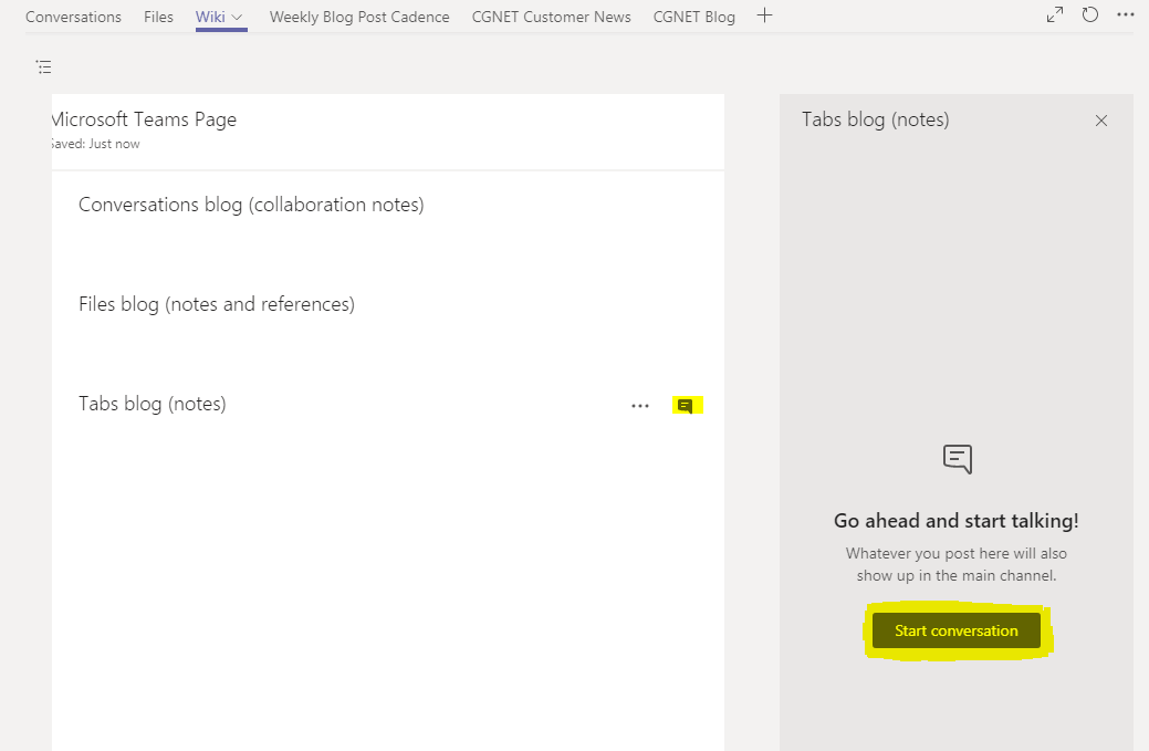 Microsoft Teams Working With The Wiki Tab Cgnet